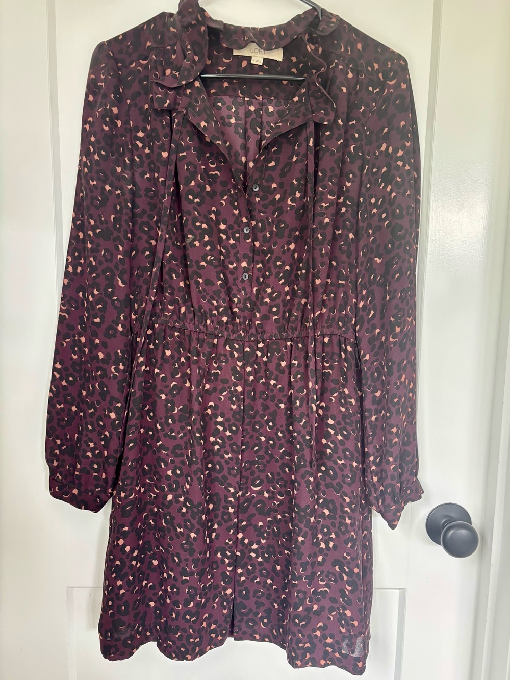 Loft-Women's Long-Sleeve Animal Print Dress - Purple